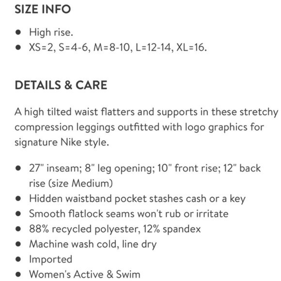 NIKE NWT Power Legendary NIKE Graphic Black Work Out Leggings / Yoga Pants - Med - Picture 13 of 14